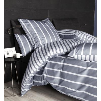 Wendebettwäsche JANINE "Interlock-Jersey59028 3", grau (platin), B/L: 155cm x 220cm, , Interlock-Jersey, B/L: 80cm x 80cm, Interlock-Jersey, Obermaterial: 100% Baumwolle, Bettwäsche, mit Reissverschluss Image