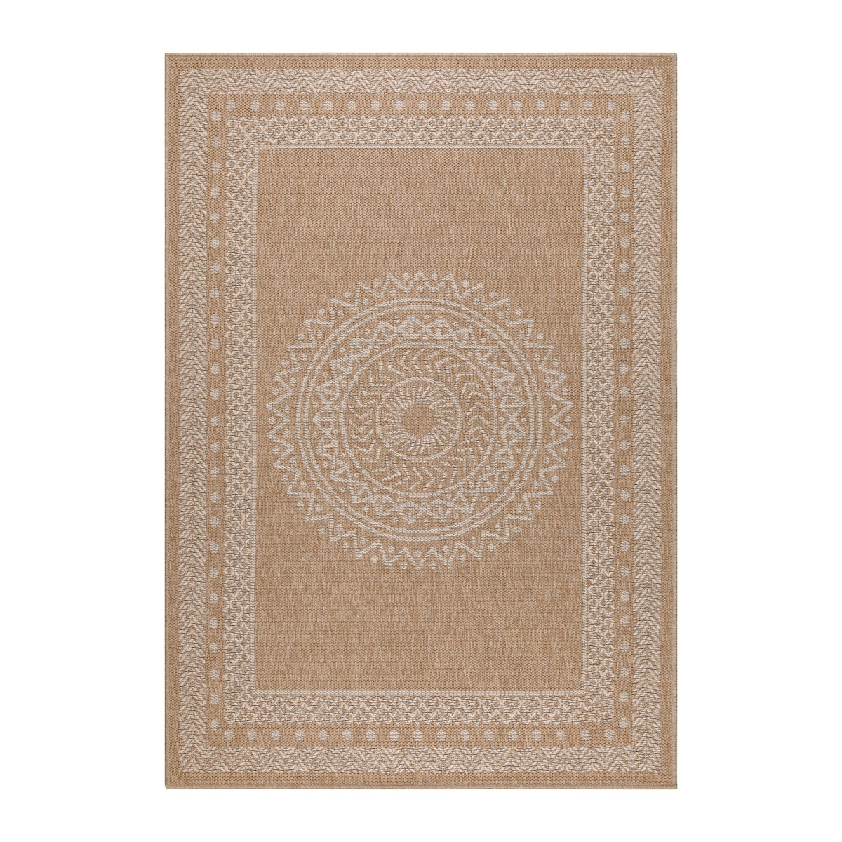 Carpetsale24 Outdoor Teppich 240x340 cm – Wetterfester Teppich in Jute-Optik – Extra großer Flachgewebe Teppich für Terrasse, Balkon, Wohnzimmer Image