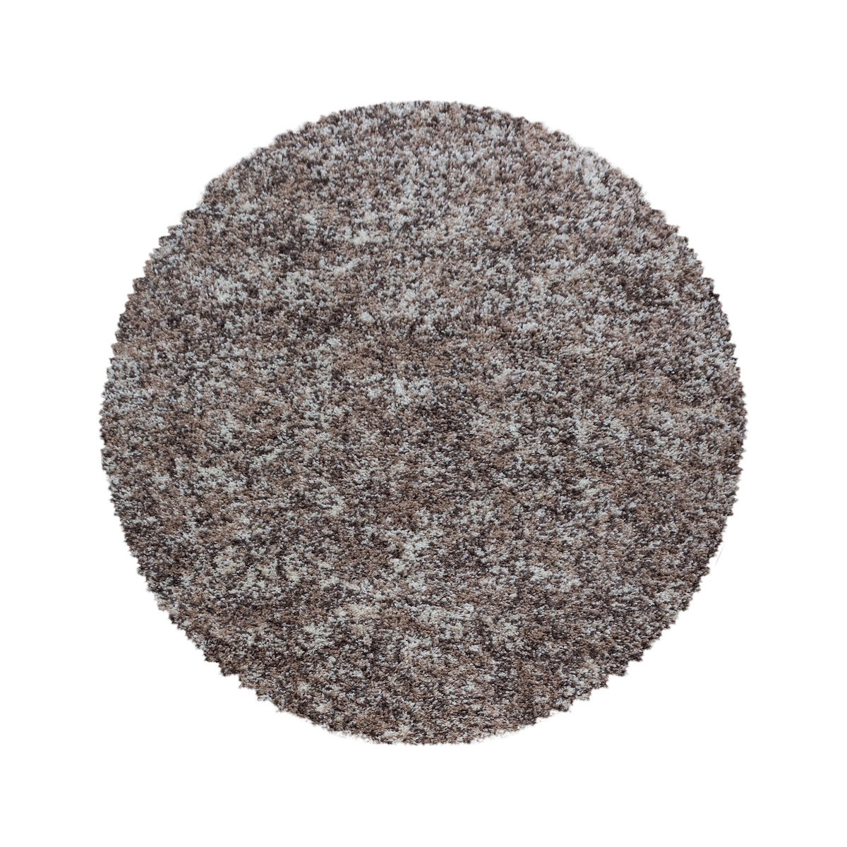 Carpetsale24 Runder Hochflor Teppich Ø 160 cm Beige – Meliertes Design, Weich & Pflegeleicht, Shaggy Teppich mit Jute-Rücken für Wohnzimmer Image