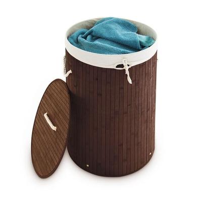 relaxdays Wäschekorb Bambus rund Ø 41 cm Braun Image