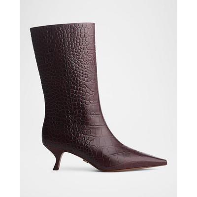 Mott Croc-Embossed Leather Boots