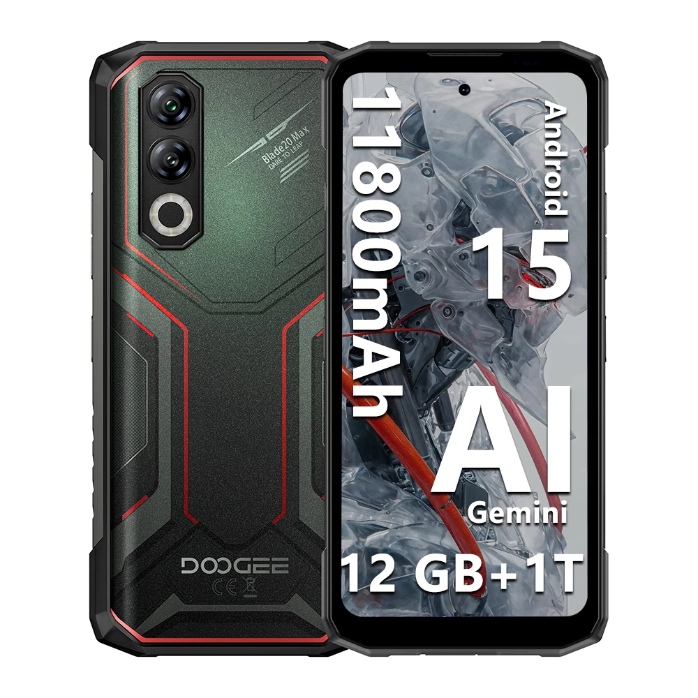 Robustes DOOGEE Blade20 Max-Telefon, 36 GB (12 GB + 24 GB), RAM, 1 TB ROM, 6,6-Zoll-Display, 11800 mAh Akku, 64 MP AI-Kamera, Android 15 Smartphone Image
