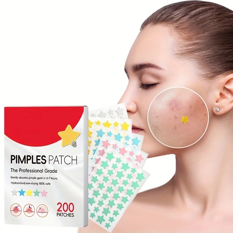 200 stücke Akne PatchesStar Pickel Patch Akne Bunte Unsichtbare Akne Entfernung Hautpflege Aufkleber Concealer Gesicht Spot Abdeckung Image
