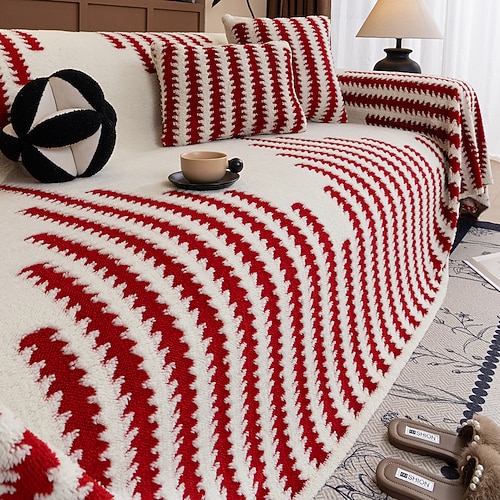 Vintage-Plüsch-Sofa-Wurfdecke vollständige Abdeckung für Couch rutschfester universeller Sofaschoner für Herbst und Winter Image