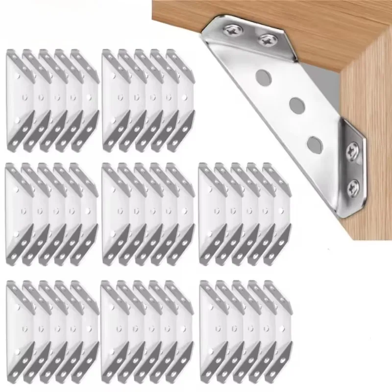 10–20 Stück Eckwinkel, Edelstahl, Möbelwinkel, Regalverbinder, Schrankstütze, Befestigungsrahmen, Eckstrebe mit Schraube Image