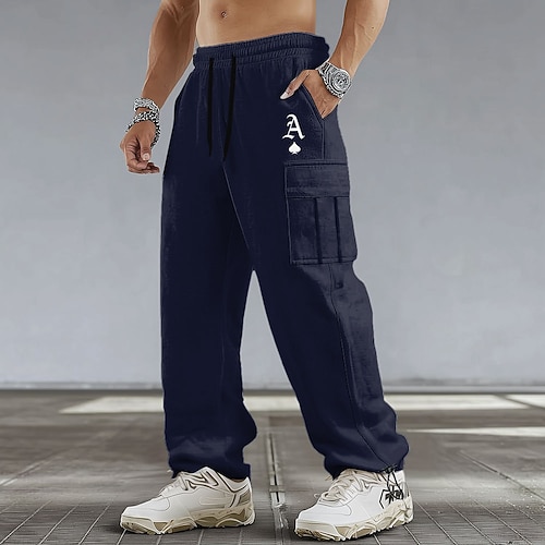 Herren Mit Buchstaben bedruckt Cargo-Hosen Cargo-Jogginghose Jogginghose Mittlere Taille Lässig Sportlich Wandern Trainieren Elastischer Kordelzug in der Taille Offener Boden Taktische Hose mit Image