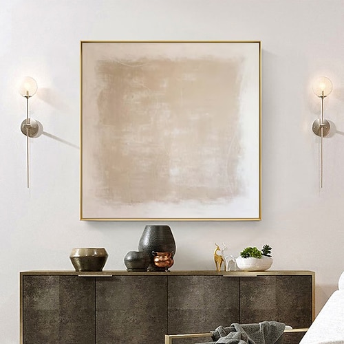 Mintura handgefertigte beige abstrakte Ölgemälde auf Leinwand, Wandkunst, Dekoration, moderne Bilder für die Inneneinrichtung, gerolltes, rahmenloses, ungedehntes Gemälde Image