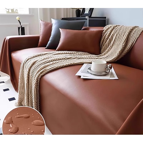 Luxuriöse kratzfeste Kunstleder-Sofabezug haresistente Vollabdeckung einteiliger All-Wetter Sofatäschchen Image