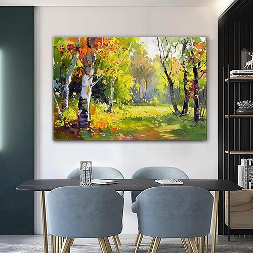 handgefertigtes Ölgemälde auf Leinwand, Wandkunst, Dekoration, moderne abstrakte Ahornwald-Herbstlandschaft für Wohnzimmer, Heimdekoration, gerolltes, rahmenloses, ungedehntes Gemälde Image