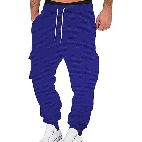 Herren Jogginghose Hose Jacquard Kordelzug Tasche Einfach Komfort Sport im Freien Täglich Mode Lässig Schwarz Weiß Mikroelastisch Image
