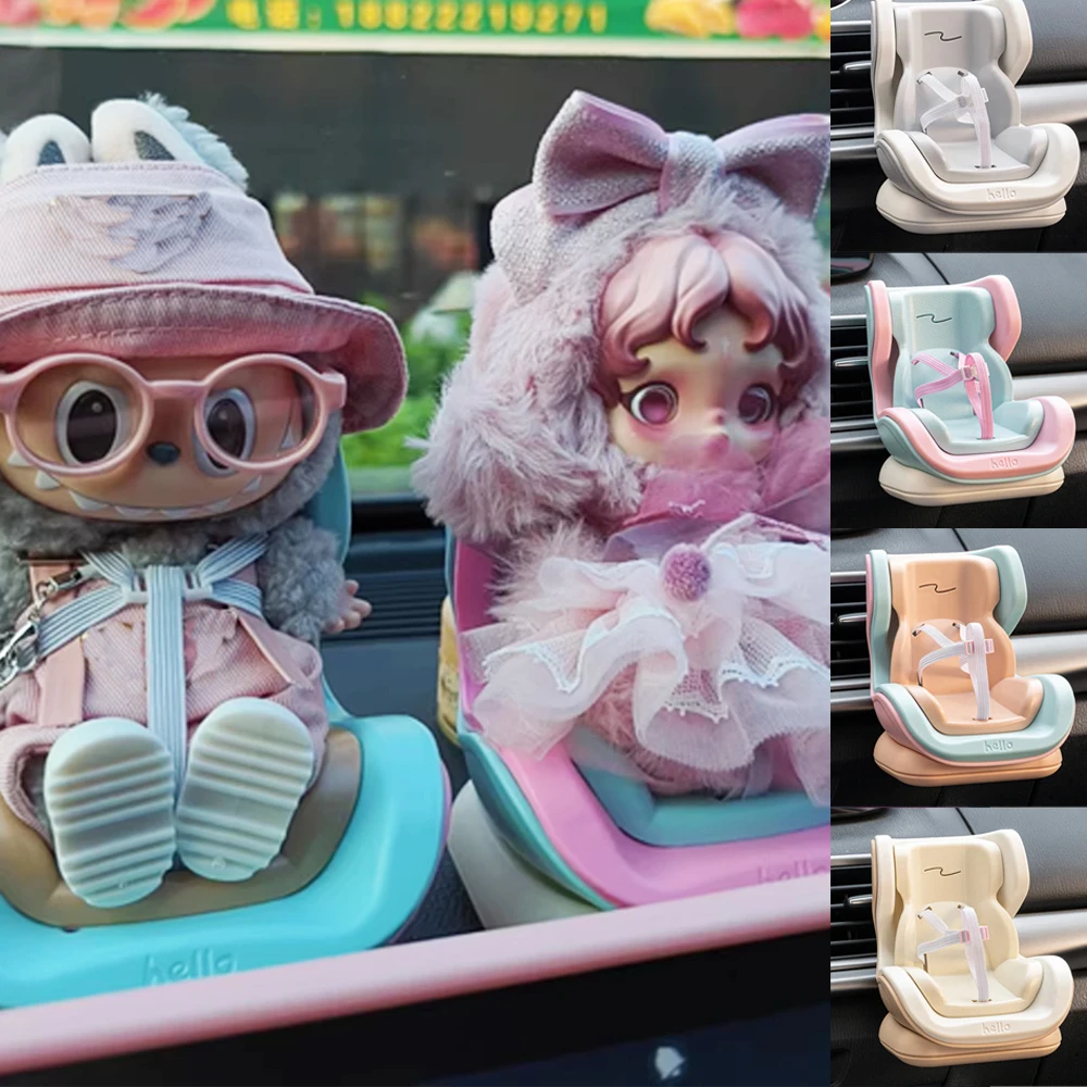 Für Labubu Ob11 Puppe Sitz Auto Puppe Sicherheit Sitz Cartoon Stuhl Modell Auto Kawaii Outlet Decor Auto Innen Styling Puppe Zubehör Image
