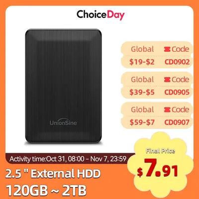 UnionSine HD External Hard Drive 1TB 250GB 320GB 500GB 750GB Portable Hard Drive USB3.0 High Speed HDD for Laptop PC MacBook PS4