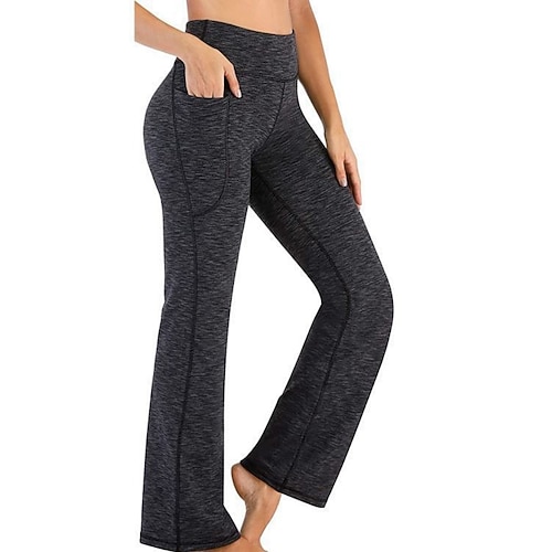 Damen Hose Enge Hosen Schlaghosen Leggings Aktiv Mode Basic Volle Länge Hohe Taille Einfarbig Weich Bequem Atmungsaktiv Dehnbar Outdoor Ferien Wein Schwarz Marineblau Grau Herbst Winter Normale Image
