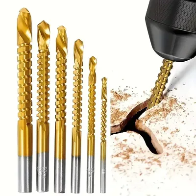 3/6pcs HSS Twist Drill Bits Set 3-8mm Serrated Grooving Cutting Tap Spiral Saw Wood Metal Plastic Hole Saw Titanium Drill Tools