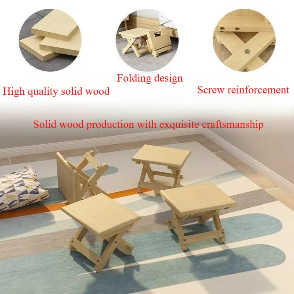 Tragbarer Hocker aus massivem Holz, Outdoor-Campinghocker, Angeln, Massivholzhocker, faltbarer Outdoor-Hocker, robuster und stabiler Campinghocker