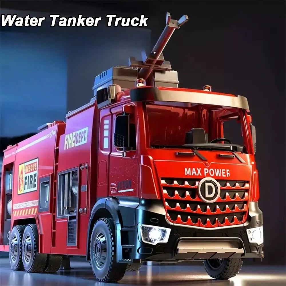 1:32 Feuerwassertanker, Leiter, LKW, Legierung, Sprühfahrzeug, Druckgussmodelle, Spielzeug, Autotüren, geöffneter Ton, Licht, Autos für Kindergeschenke Image