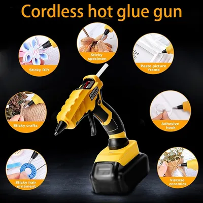 50W Cordless Hot Melt Glue Gun for Makita/DeWalt/Milwaukee/Bosch 18V Li-ion Battery Fast Preheating Suitable for DIY/Repair
