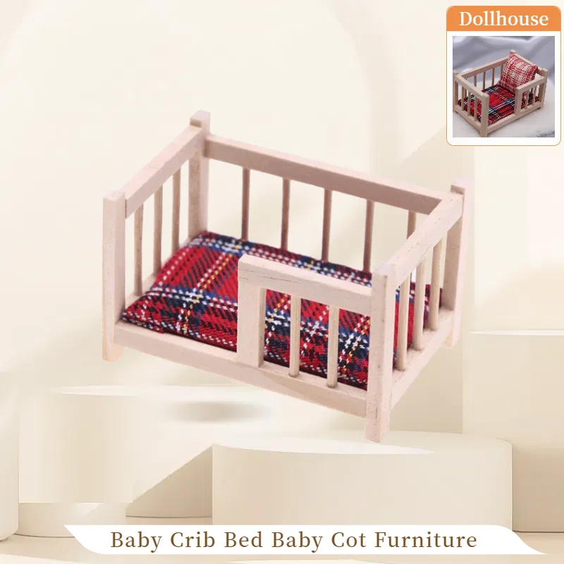 1:12 Babybett Bett Babybett Möbel Modell Miniatur Dekor Spielzeug Puppenhaus Zubehör