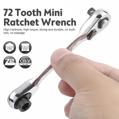 Mini Ratchet Wrench Double Ended Quick Socket Ratchet Wrench 1/4 Inch 72-tooth Screwdriver Hex Torque Wrenches Hand Repair Tools
