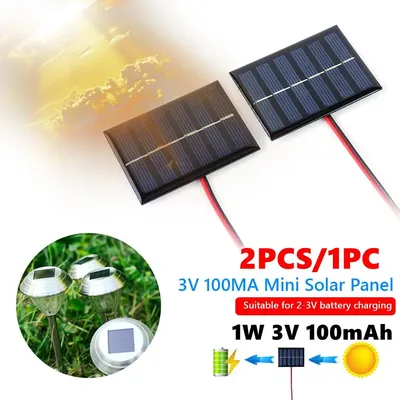 2pc/1pc DIY Polysilicon Solar Epoxy Cell Charger for 2-3V Battery Charging Solar Cell 100mAh 1W 3V Mini Small Solar Panel Module
