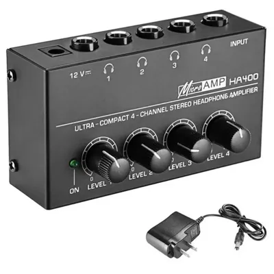 Headphone Amp Ultra Compact Stereo Earphone Amplifier mini Audio Amp HA400 Monitor Headphone Amplifier 4 Channel