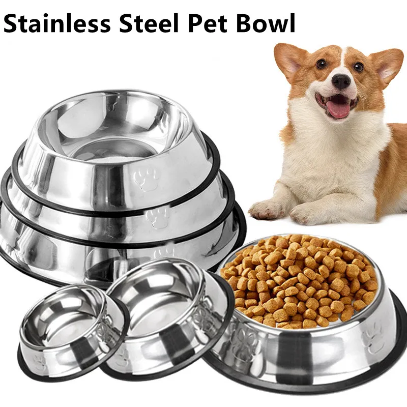 Bol pour animaux de compagnie en acier inoxydable bol pour chat bol de nourriture pour chien bol de nourriture Anti-chute multi-spécifications bol de nourriture alimentation fournitures pour animaux
