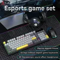 Tastiera da gioco AJAZZ AT120, mouse, set combinato di cuffie, design ergonomico, DPI a 4 livelli, audio stereo 3D, alimentato tramite USB, con RGB