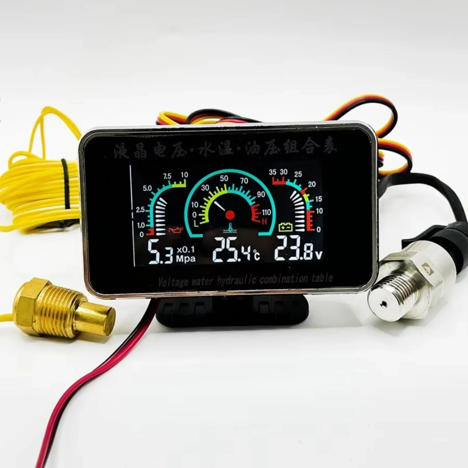 3 in 1 Universal Auto 12V/24V LCD Digital Lkw Auto Öldruck Spannung Wassertemperatur Kombinationstisch mit 1/8 NPT Sensoren Image