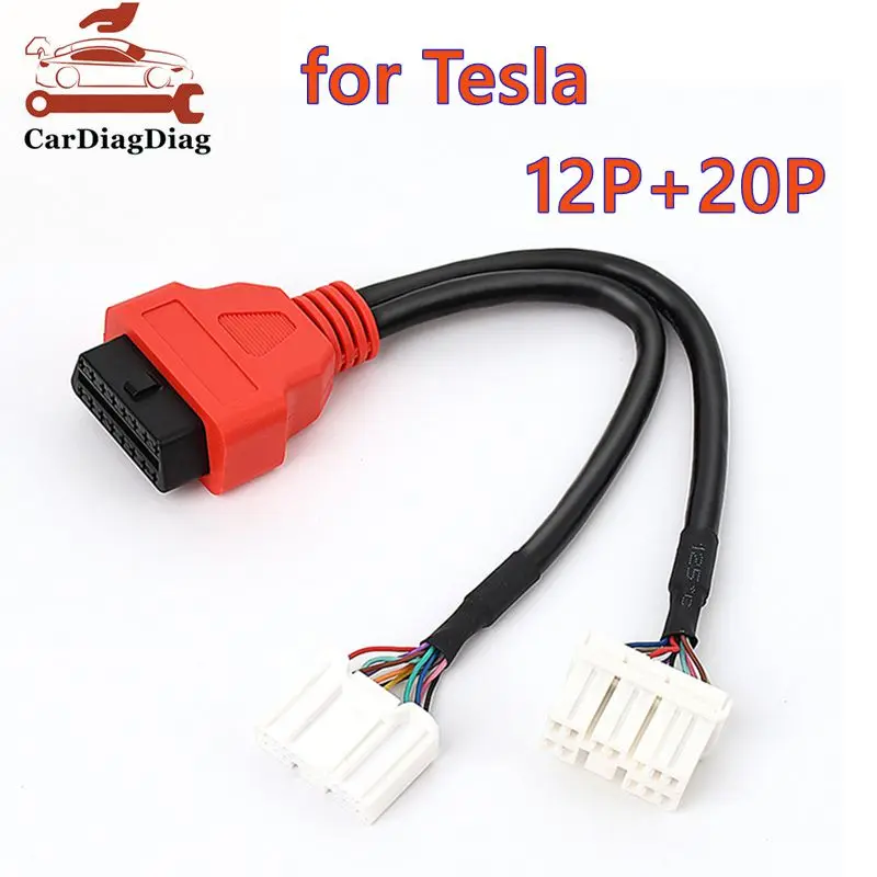 16 Pins OBD2 Adapter Für Tesla Kabelbaum 12 P + 20 P Dual Kopf Umwandlung Kabel Für Tesla 3 und Y Diagnose Kabel Image
