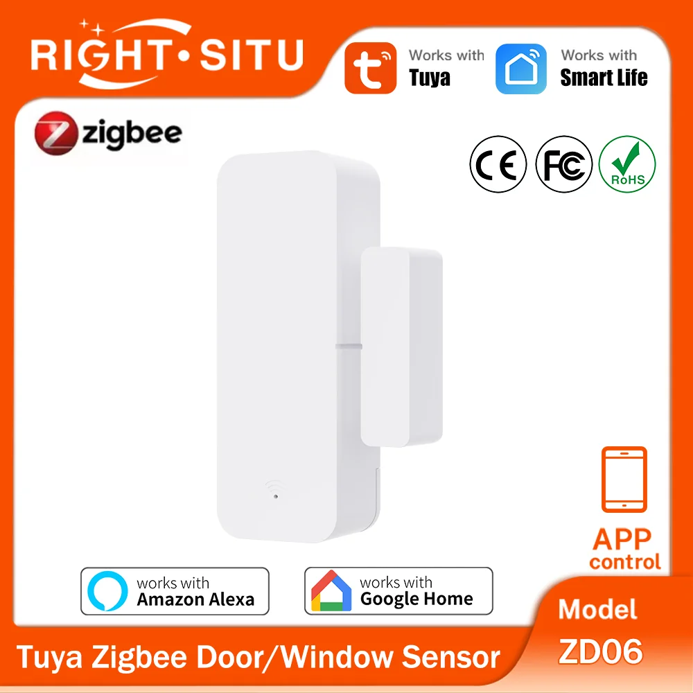 Tuya Zigbee 3.0 Tür-Fenster-Sensor, Kontaktsensor, APP-Fernbedienung über Smart Life, funktioniert mit Alexa Yandex Zigbee2Mqtt ZHA Image