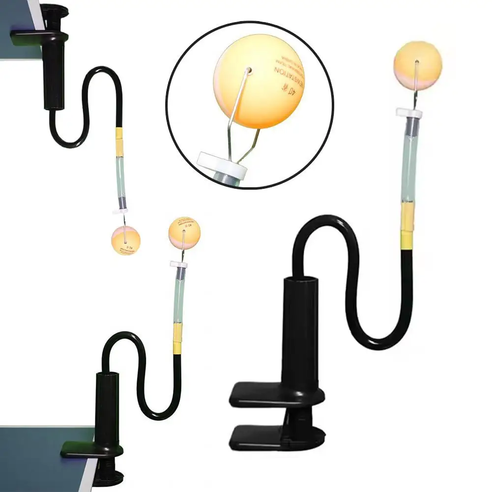 Table Tennis Trainer with Automatic Ball Return Spring Design Copper Sleeve Protection Adjustable U Shape Base Clamp for Train