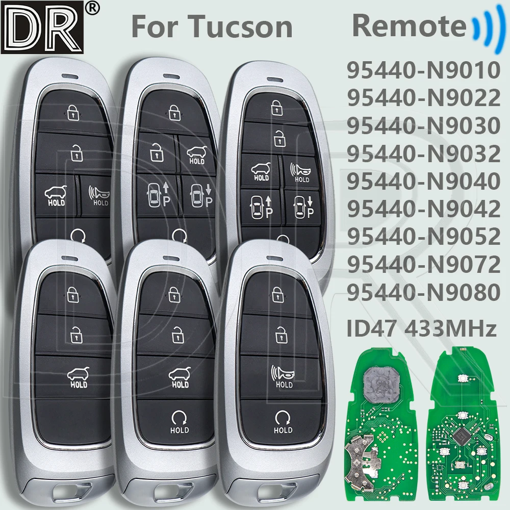 DR 95440-N9010/N9022/N9030/N9032/N9040/N9042/N9052/N9072/N9080 ID47 Chip 433MHz Car Remote Key For Hyundai Tucson 2021-2024