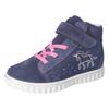 Sneaker RICOSTA "Jeannie", Kinder, Gr. 26, blau (navy, rosa), Veloursleder, Glitzer, animal-print, casual, Schuhe, Schnürboots mit TEX-Ausstattung, Größenschablone zum Download