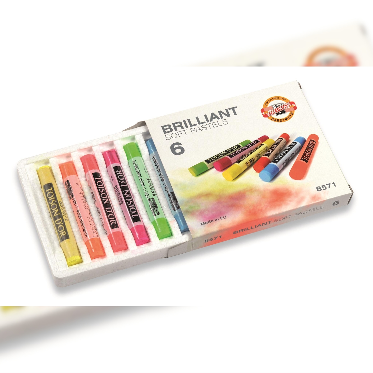 KOH Pastellkreide rund weich 6er Pack neon-brillant fluor. Image