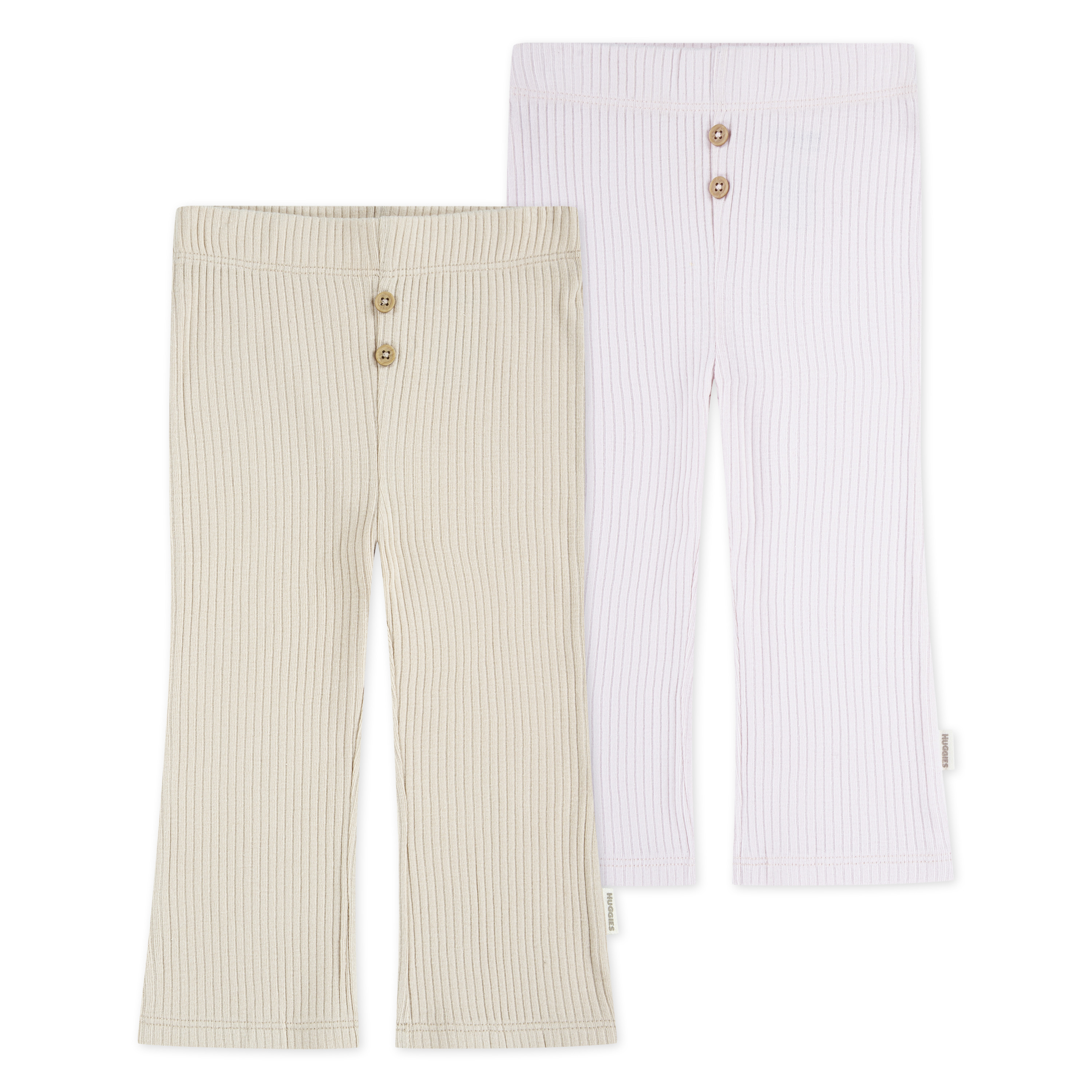 Jerseyhose HUGGIES BABYWEAR "HUGG 2PK BOTTOMS", Baby, Gr. 5 (80), N-Gr, granola, Jersey, Obermaterial: 100% Baumwolle, unifarben, lang, Hosen, in Rippstruktur Image
