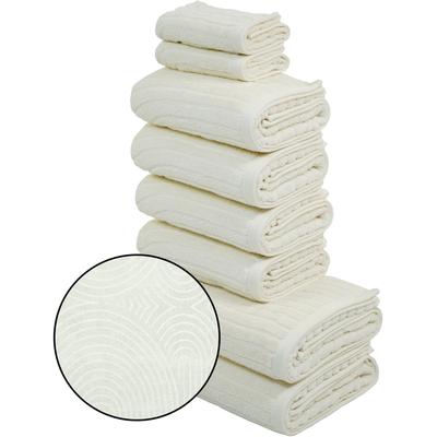 Handtuch Set MY HOME "Handtuchset Ognon, Duschtücher, Handtücher, Gästetücher, Zen", beige (natur), 8 tlg., Frottier, Frottier, Obermaterial: 100% Baumwolle, Handtuch-Sets, Handtücher mit Muster, Scandi, einfarbiges Handtuch-Set 100% Baumwolle Image