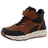 Kletterschuh MUSTANG SHOES "Enzo", Kinder, Gr. 39, braun (braun, schwarz), Lederimitat, Textil, Basic, Schuhe, High Top Sneaker, Schnürboots mit TEX-Membrane