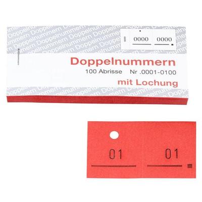 WOLF 5er-Pack Doppelnummernblöcke mit Loch rot, 12x6 cm Image