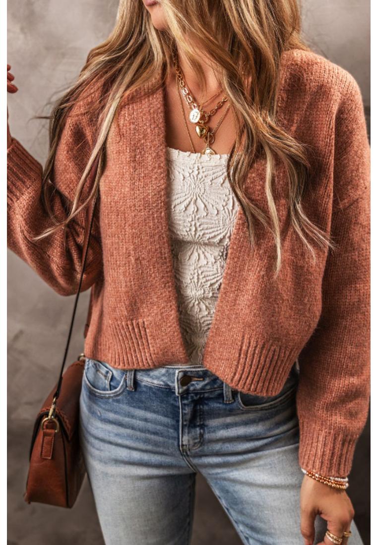 Cardigan mit Schlitz und uberschnittenen Schultern vorne Image
