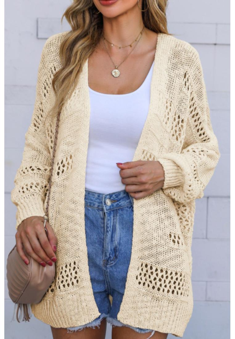 Durchbrochene lange Strickjacke mit offenen Lochern Image
