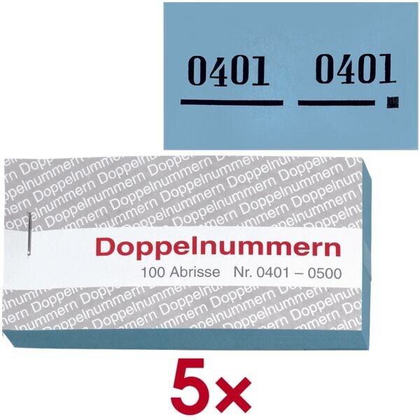 WOLF 5er-Pack Doppelnummernblöcke blau, 12x6 cm Image