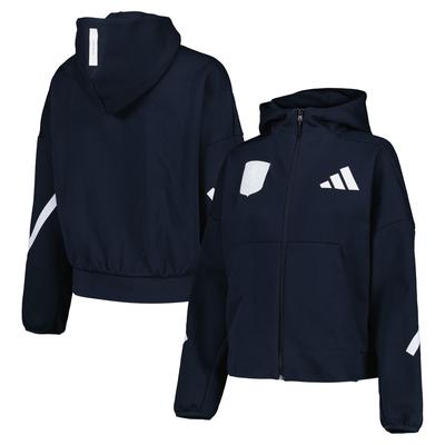Aston Villa adidas Travel Z.N.E Kapuzenpullover mit durchgehendem Reißverschluss – Dunkelblau – Damen Image
