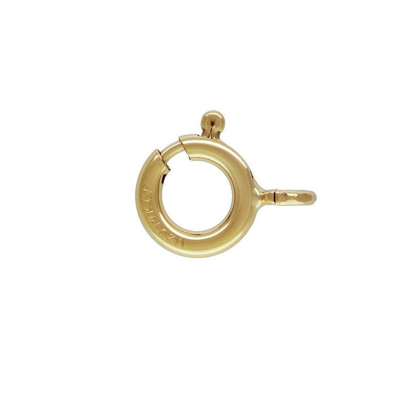 Anello a molla riempito in oro 14 kt da 8 mm, 5 pezzi, piccola chiusura in oro per gioielli, riempito in oro 14 kt, occhiello aperto, 8 mm, GFSR8