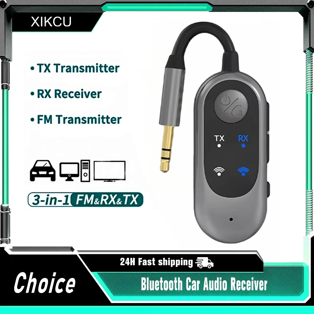 Bluetooth Auto Audio Receiver FM Adapter 3,5mm Aux Drahtlose Musik Sender Dual Gerät Verbindung Für TV Flugzeug Kopfhörer Image