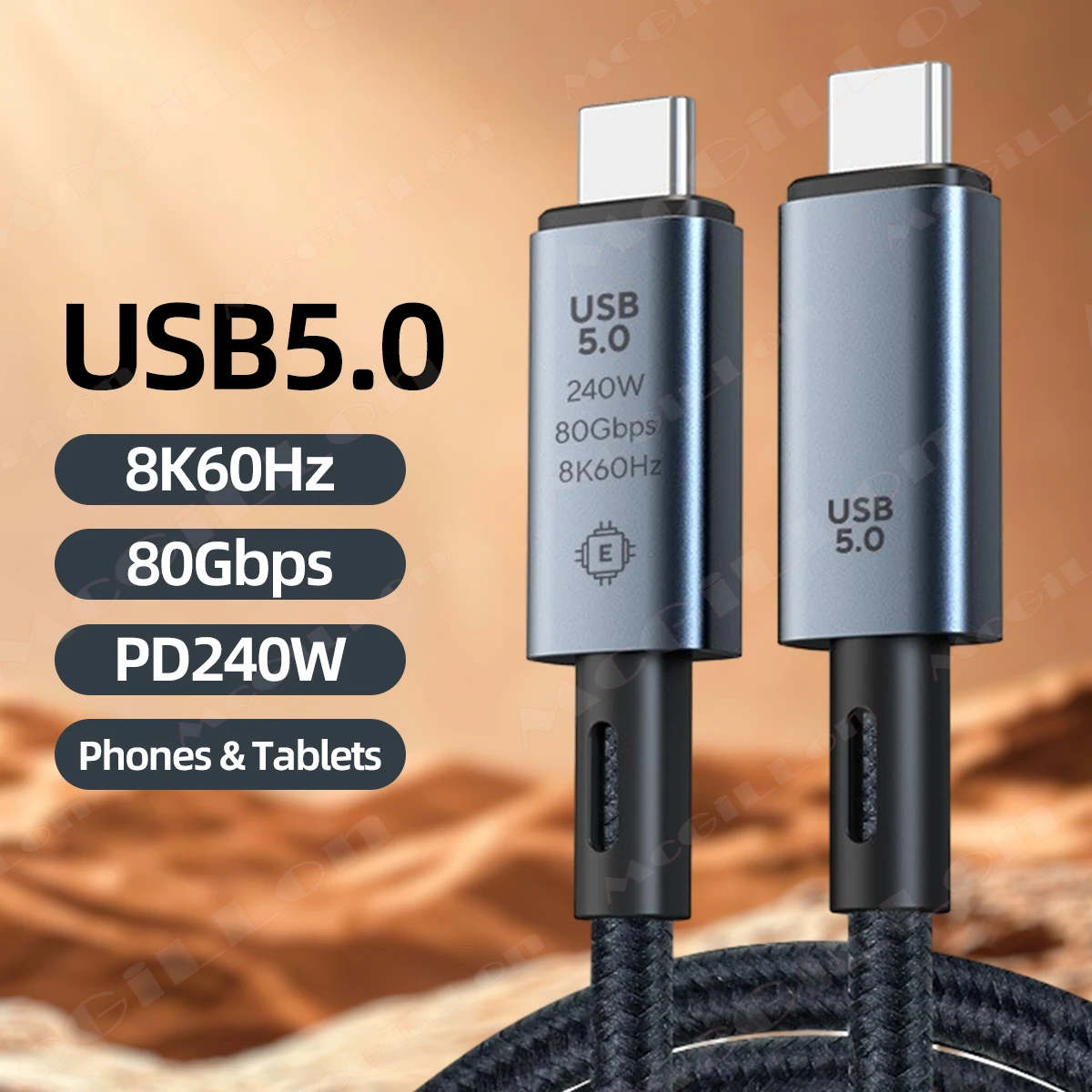 USB5-Kabel 80 Gbit/s 240 W 8 K für Thunderbolt 5 Typ C Schnellladung Thunderbolt 4 USB 5.0 USB C auf C Datenübertragungskabel für Laptop Image