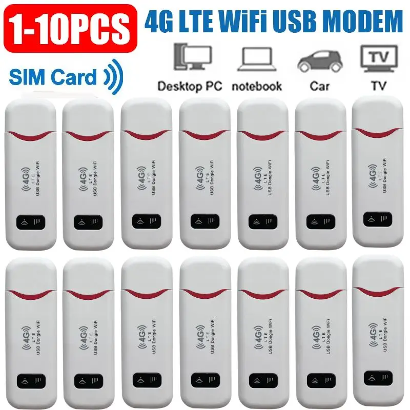 Tragbarer WiFi-USB-Modem-Stick, 4G LTE-WLAN-Router, 150 Mbit/s SIM-Kartensteckplatz, WLAN-Dongle, 4G-Kartenrouter für Laptops, UMPC MID-Geräte Image