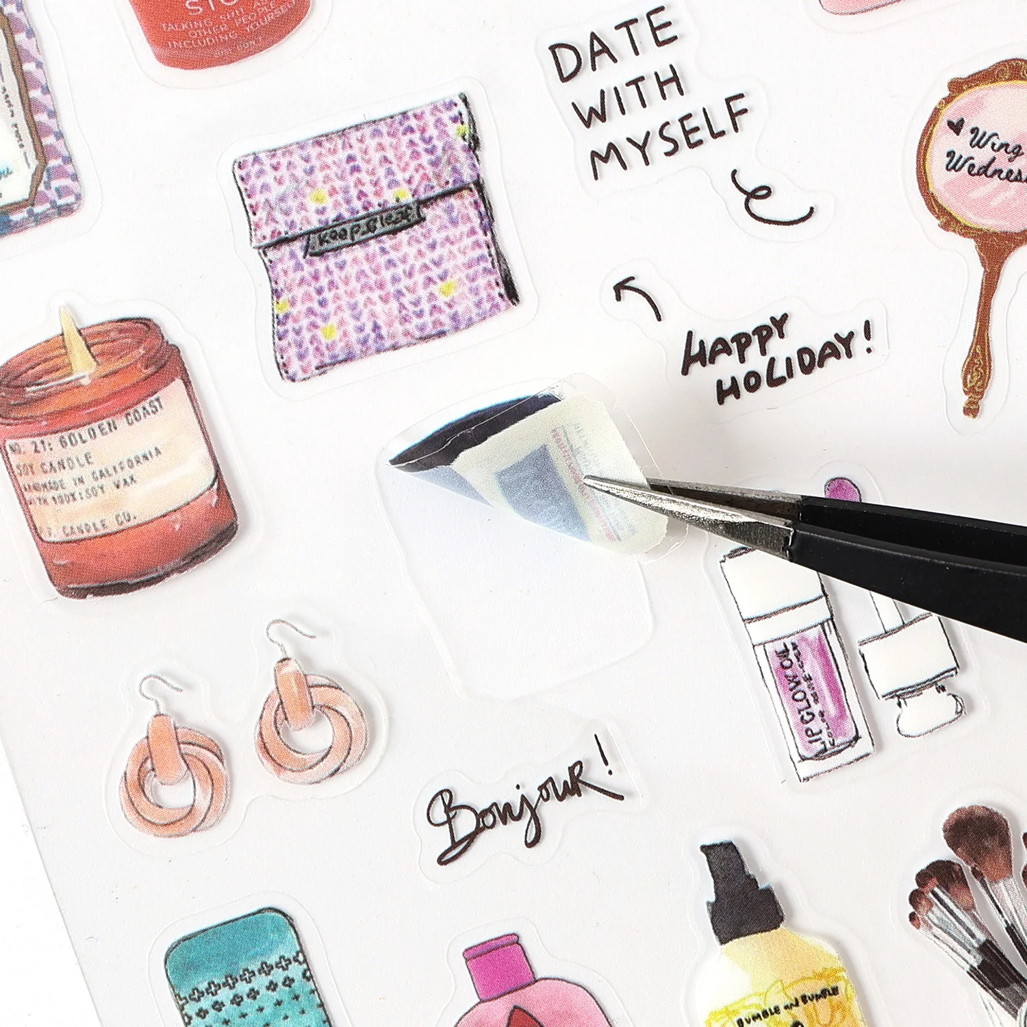 TIANZI 6 Blatt niedliche Zeitschriften-Scrapbooking-Aufkleber, Buch, DIY, Junk-Journal, Material, Dekoration, Album, Tagebuch, Schreibwaren Image