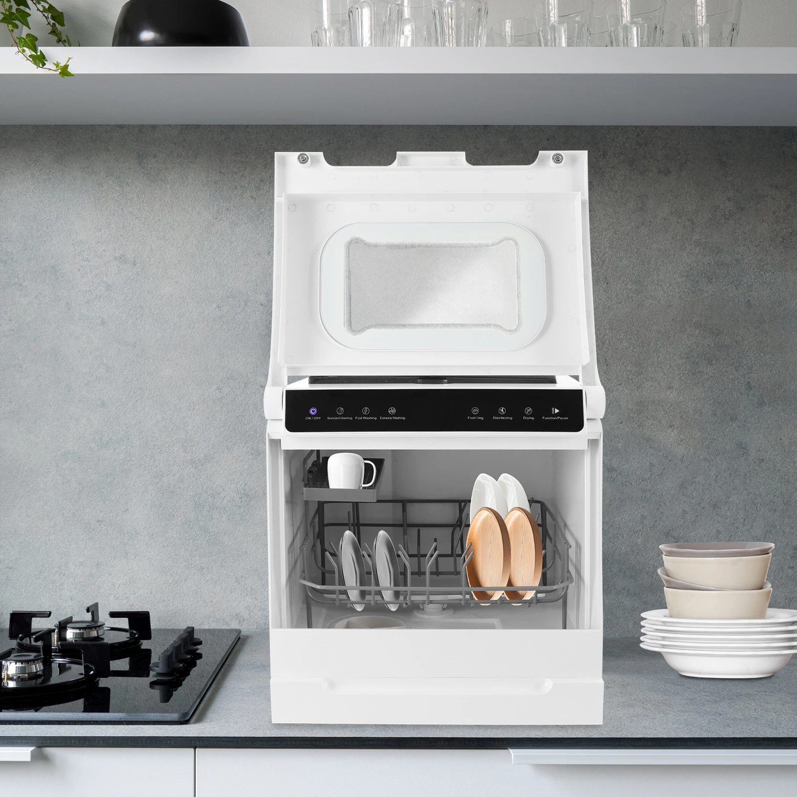 Weiß 220V 1100W XWJ05 Geschirrspüler Arbeitsplatten-Geschirrspüler Mini-Geschirrspüler für kleine Häuser, Wohnungen, Schlafsäle, Boote usw Image
