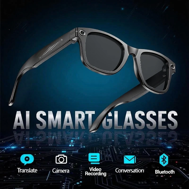 Smart AI Brille Schießen Kamera 1080HD Foto Anruf Übersetzung Wasserdichte Bluetooth Sonnenbrille Touch Control Sonnenbrille UV400 Image