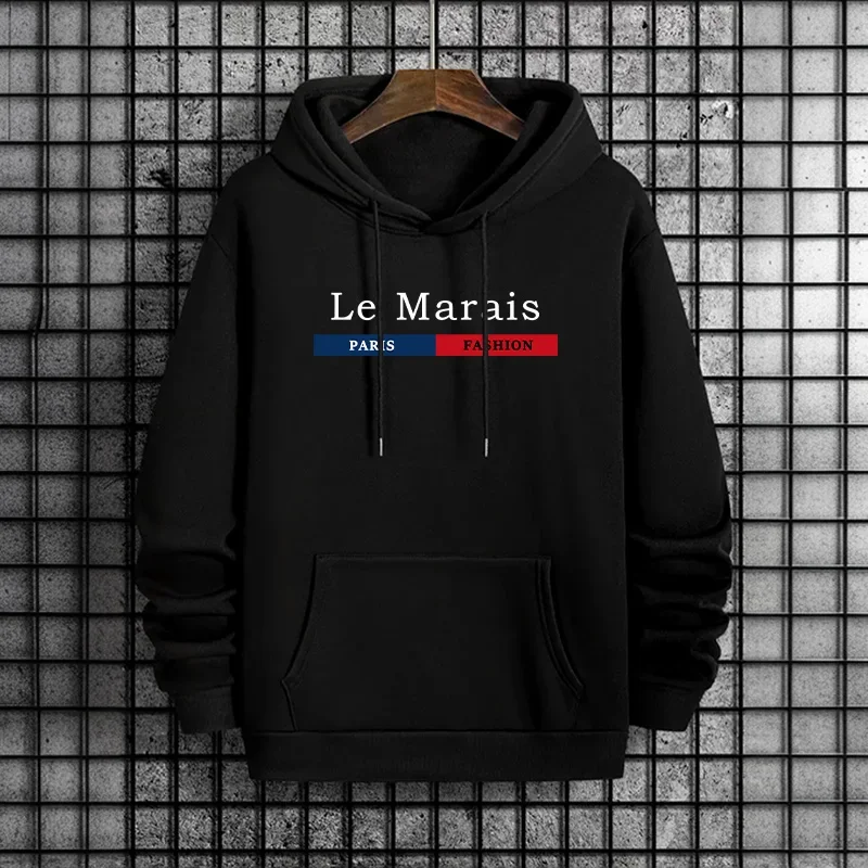 Paris Le Marais Herren Hoodies Urban Streetwear Fashion Kapuzenpullover Herbst Winter Casual Trendy Street Wear Hoody Oberbekleidung